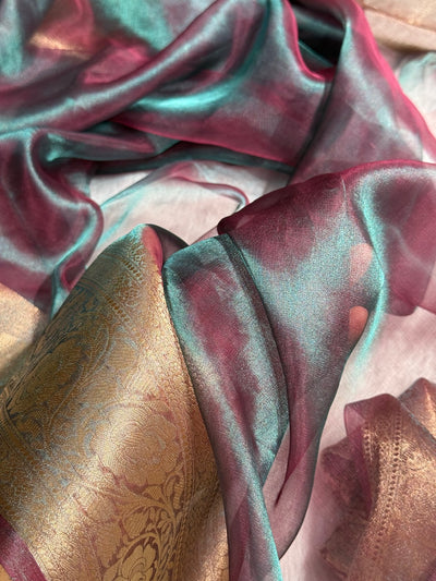 Cross German Pure Tissue Silk Saree with brocade Blouse PT-02