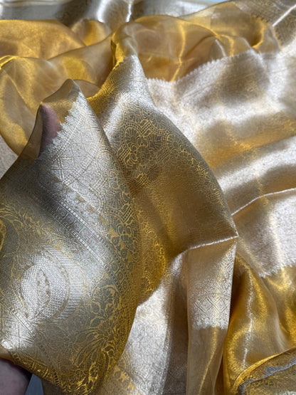 Mustard Shade Pure Tissue Silk Saree with Brocade Blouse PT-04