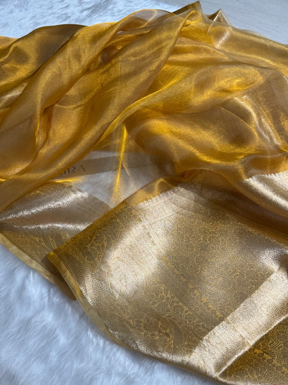 Mustard Shade Pure Tissue Silk Saree with Brocade Blouse PT-04