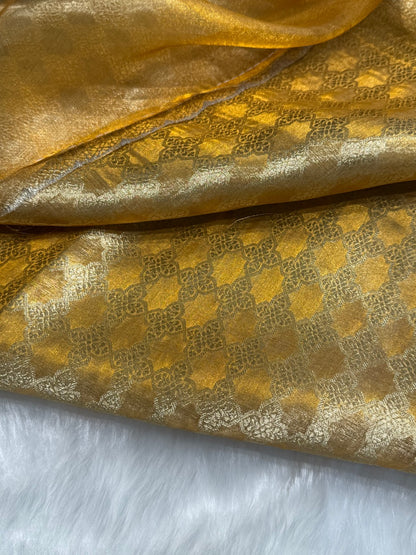 Mustard Shade Pure Tissue Silk Saree with Brocade Blouse PT-04