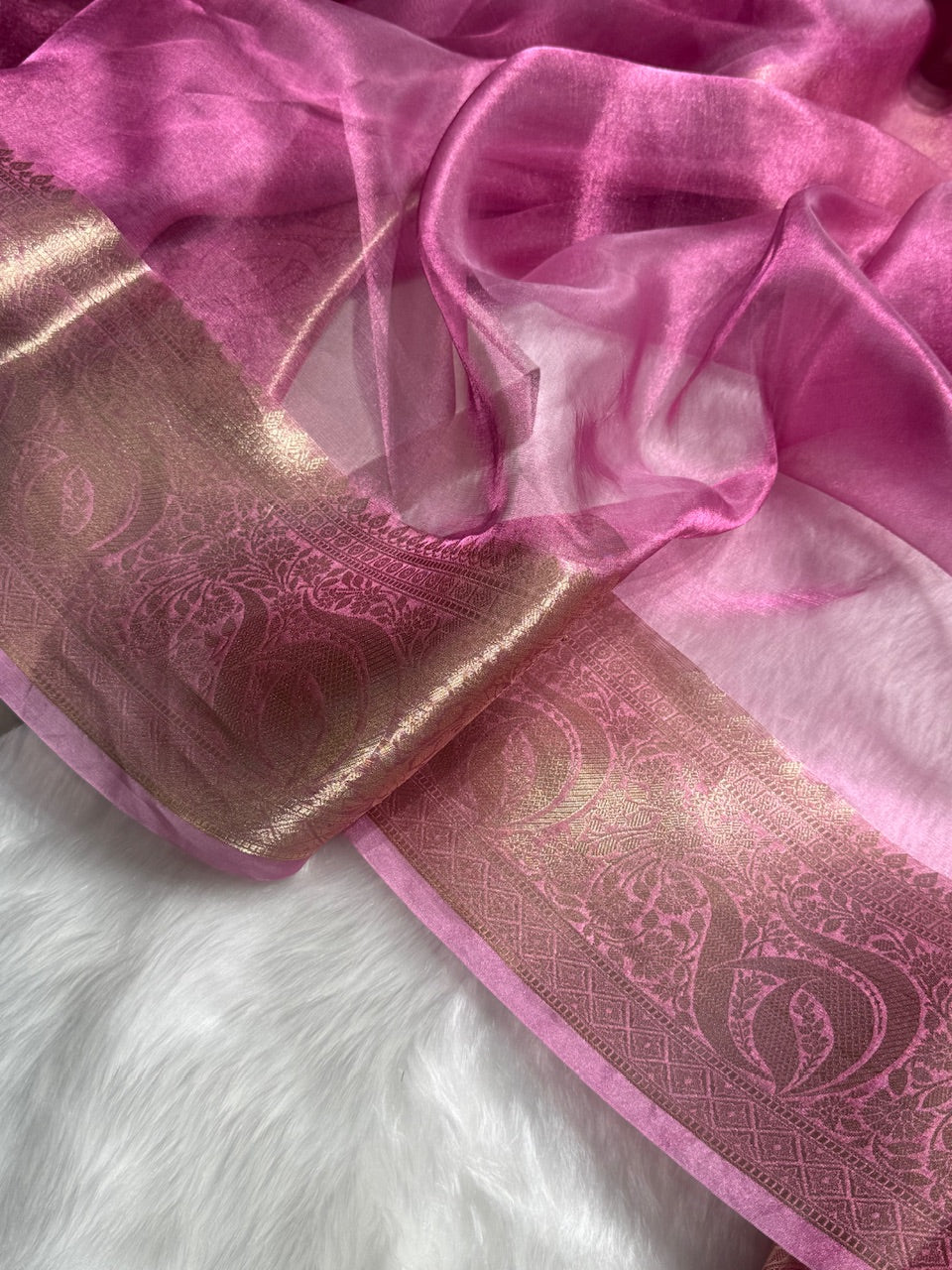 Purple Shade Pure Tissue Silk Saree with Brocade Blouse PT-04