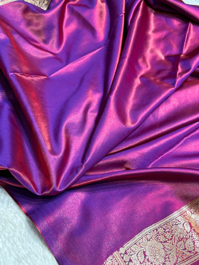 Ultra Light Weight Satin Silk Booti in Reddish Magenta Shades SS06