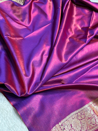 Ultra Light Weight Satin Silk Booti in Reddish Magenta Shades SS06