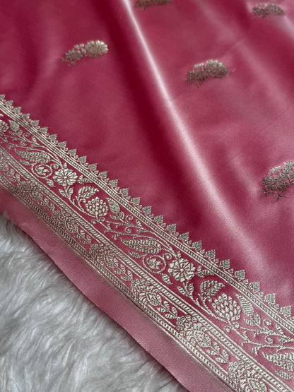 Baby Pink Floral Boota Mashru Silk Saree