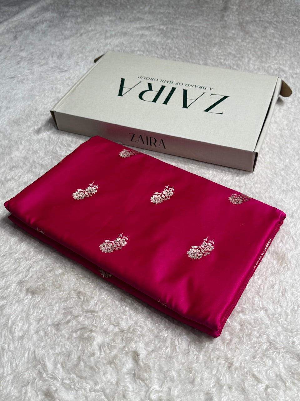 Reddish Pink Floral Boota Mashru Silk Saree