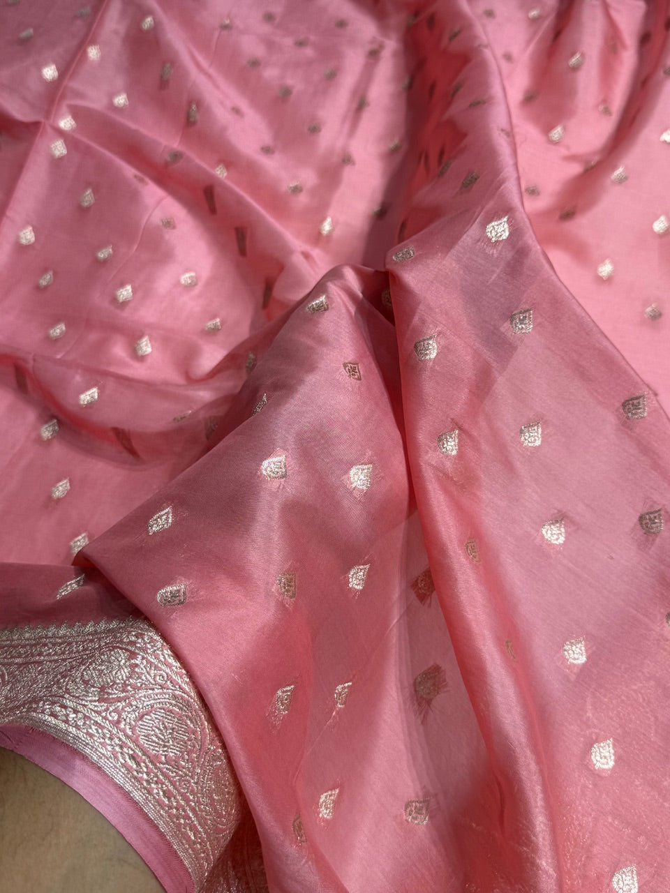 Light Pink Crepe Silk Organza Banarasi Saree CSO-02