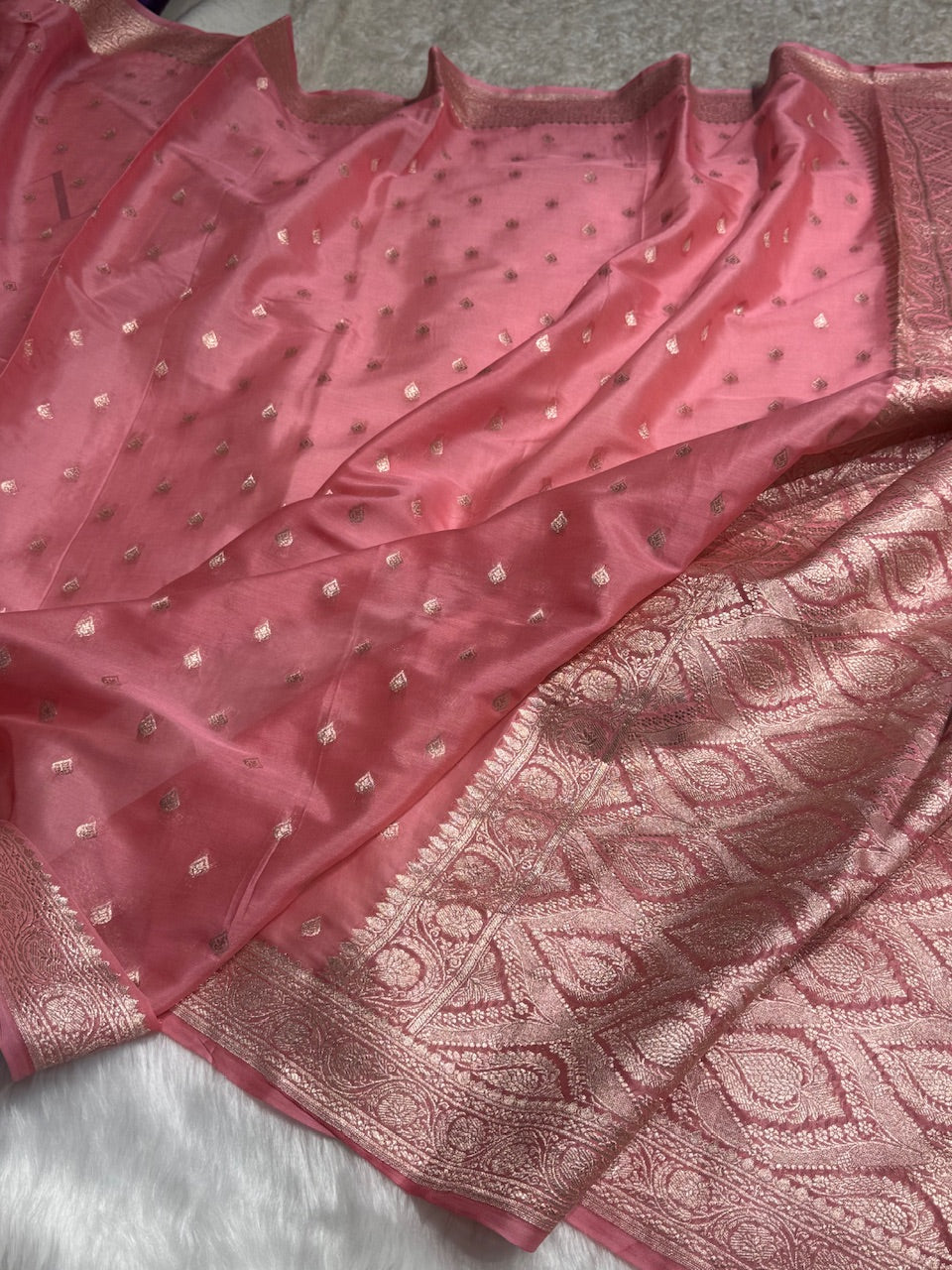 Light Pink Crepe Silk Organza Banarasi Saree CSO-02