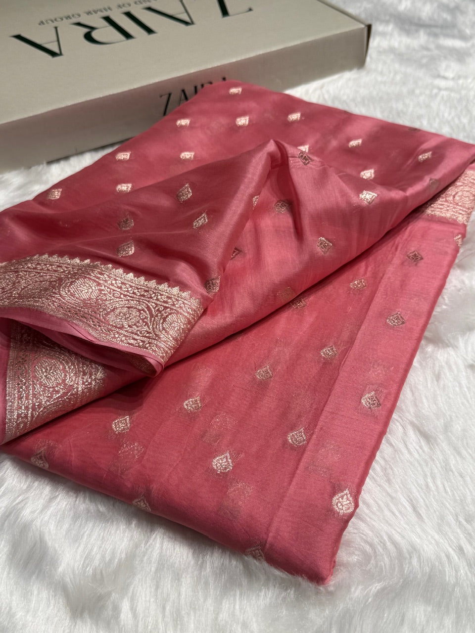 Light Pink Crepe Silk Organza Banarasi Saree CSO-02