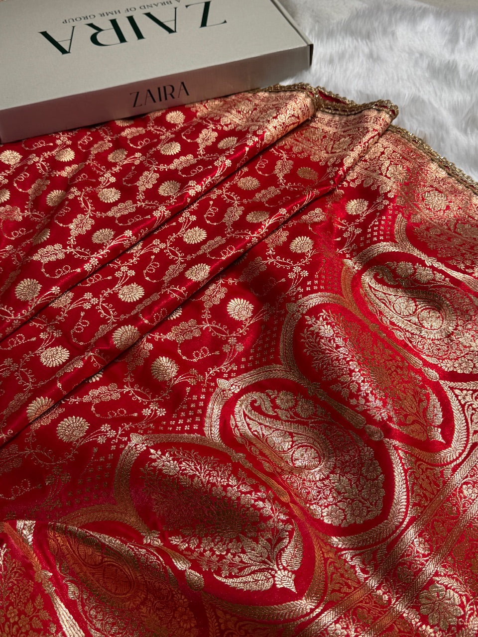 Light Wight Satin Silk Jaal in Red Shades With Gota Patti SSGP17