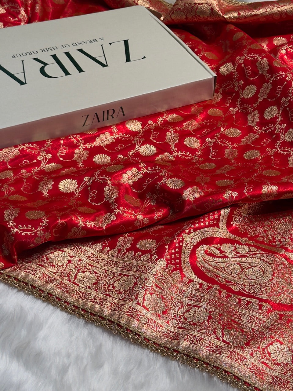 Light Wight Satin Silk Jaal in Red Shades With Gota Patti SSGP17