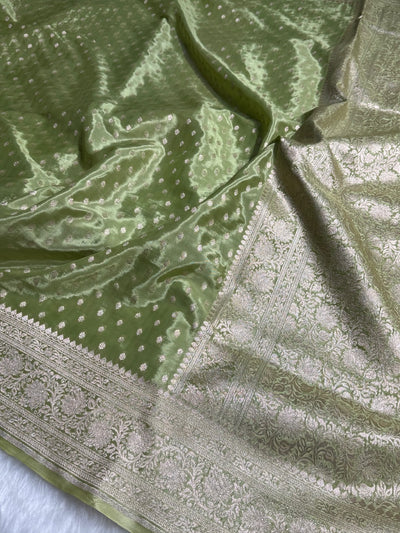 Light Green Crepe Silky Katan Banarasi Saree CSK-02