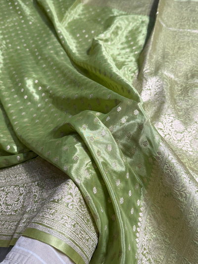Light Green Crepe Silky Katan Banarasi Saree CSK-02