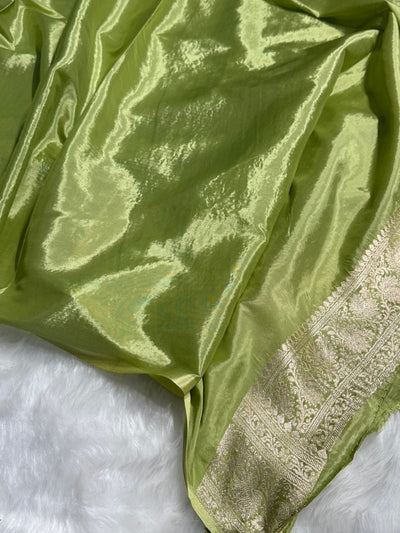 Light Green Crepe Silky Katan Banarasi Saree CSK-02