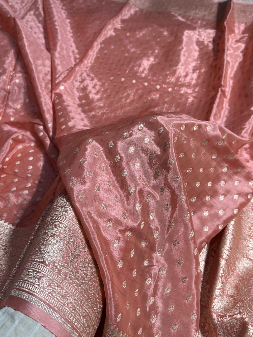 Peach Crepe Silky Katan Banarasi Saree CSK-02