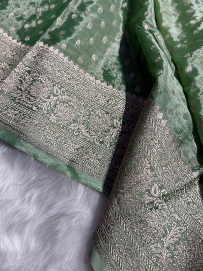 Light Pista Crepe Silky Katan Banarasi Saree CSK-02