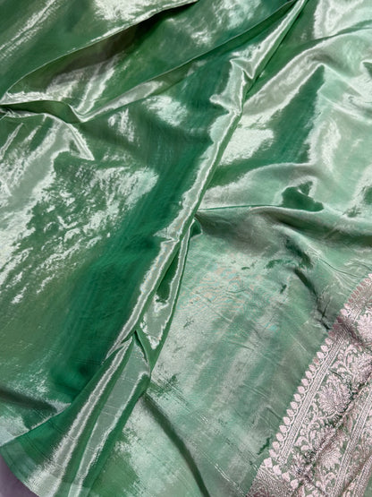 Light Pista Crepe Silky Katan Banarasi Saree CSK-02