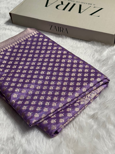 Lavender Crepe Silky Katan Banarasi Saree CSK-01