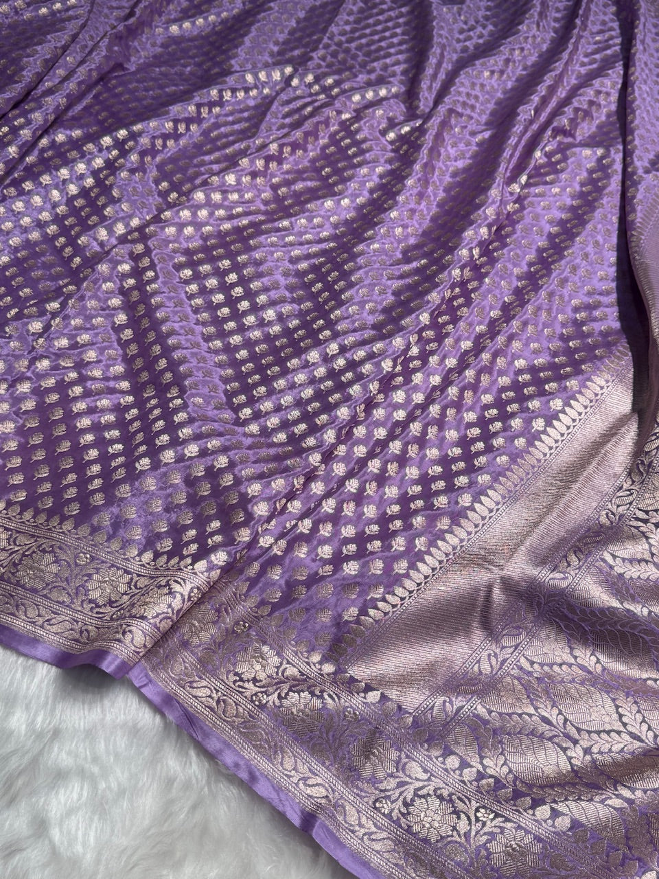 Lavender Crepe Silky Katan Banarasi Saree CSK-01
