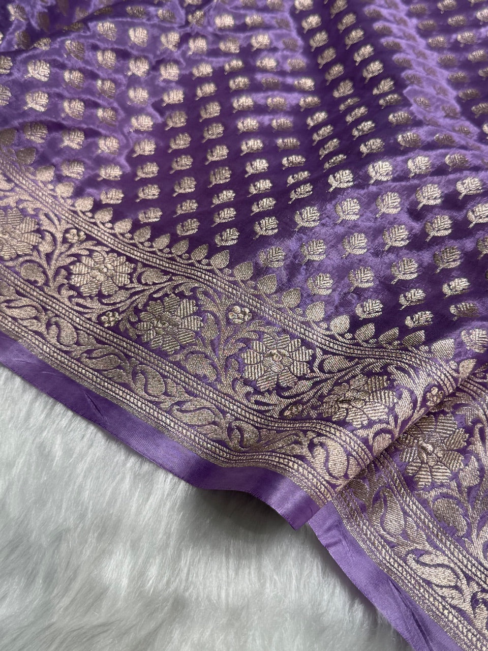 Lavender Crepe Silky Katan Banarasi Saree CSK-01