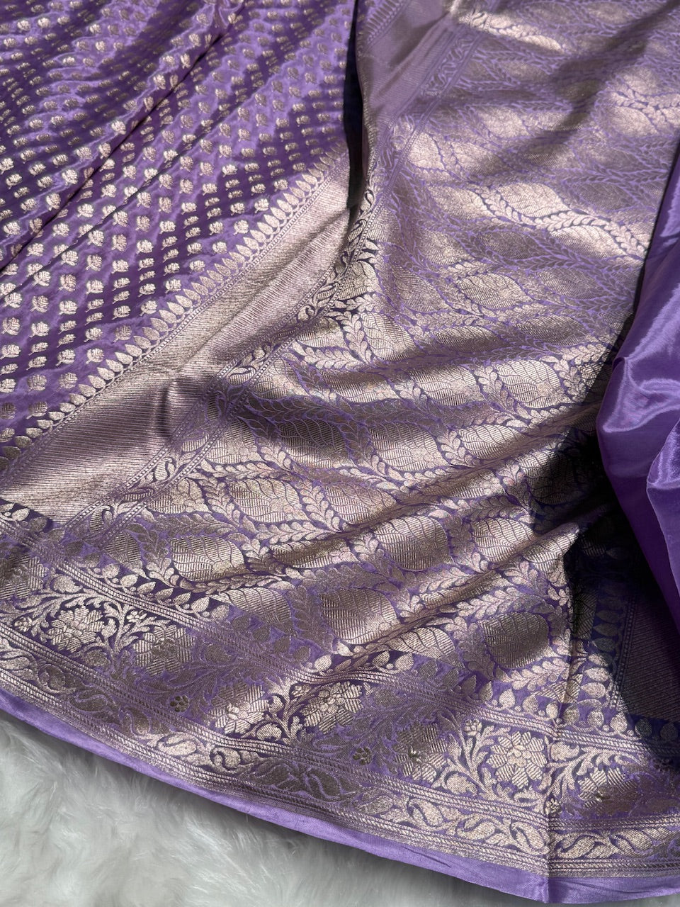 Lavender Crepe Silky Katan Banarasi Saree CSK-01