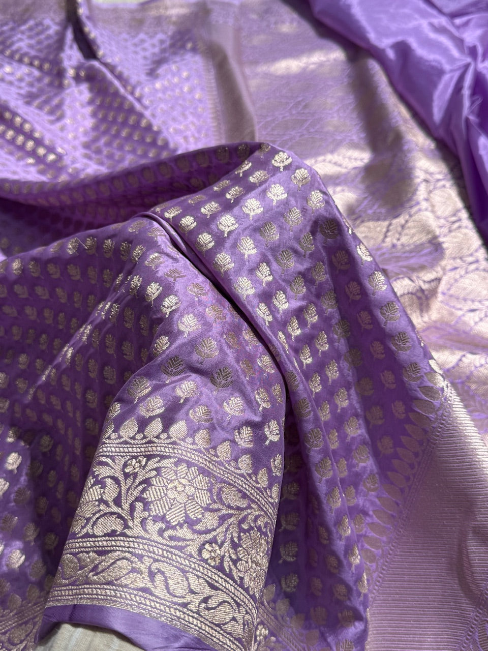 Lavender Crepe Silky Katan Banarasi Saree CSK-01