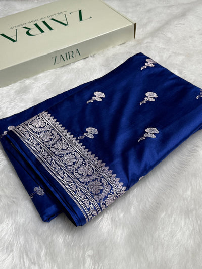 Royal Blue Boota Mashru Silk Saree MCS51