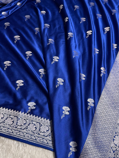 Royal Blue Boota Mashru Silk Saree MCS51