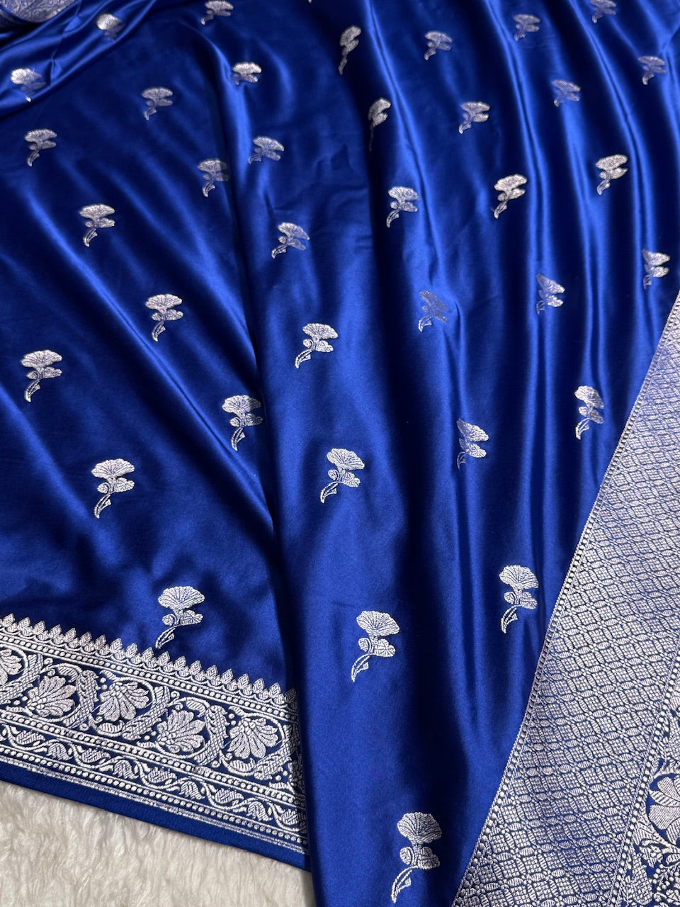 Royal Blue Boota Mashru Silk Saree