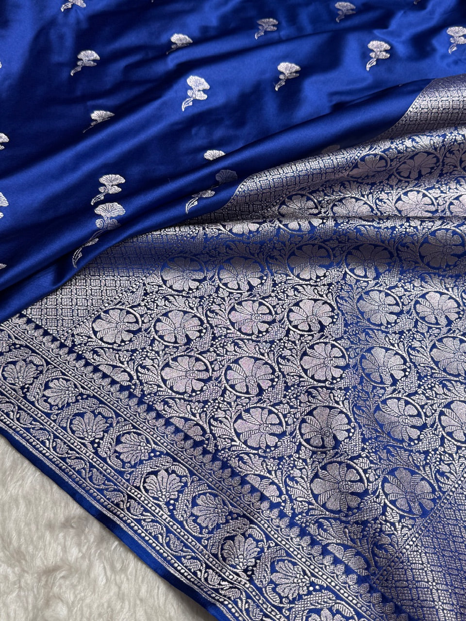 Royal Blue Boota Mashru Silk Saree
