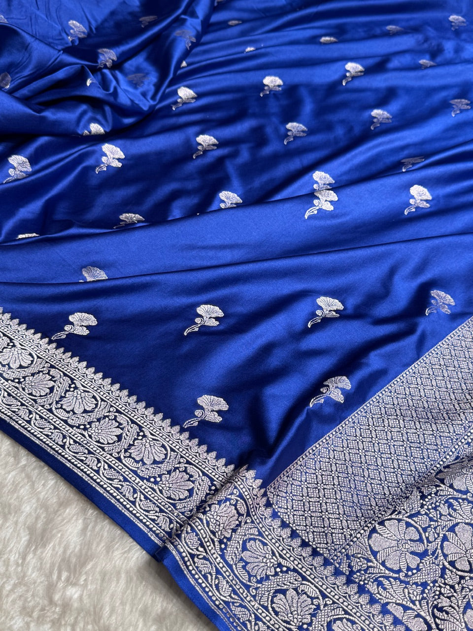 Royal Blue Boota Mashru Silk Saree