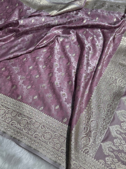 Dusty Lavender Tanchoi Satin Katan Silk Saree SKTM-03