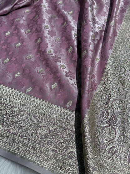 Dusty Lavender Tanchoi Satin Katan Silk Saree SKTM-03