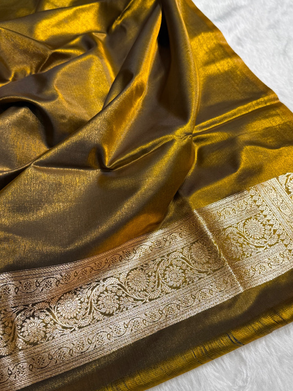 Mehandi Chand Tara Satin Silk Saree SS04