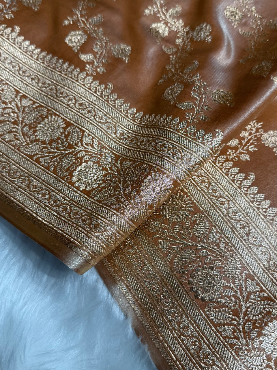Banarasi Chiku Cross Jaal Satin Silk Saree SS11