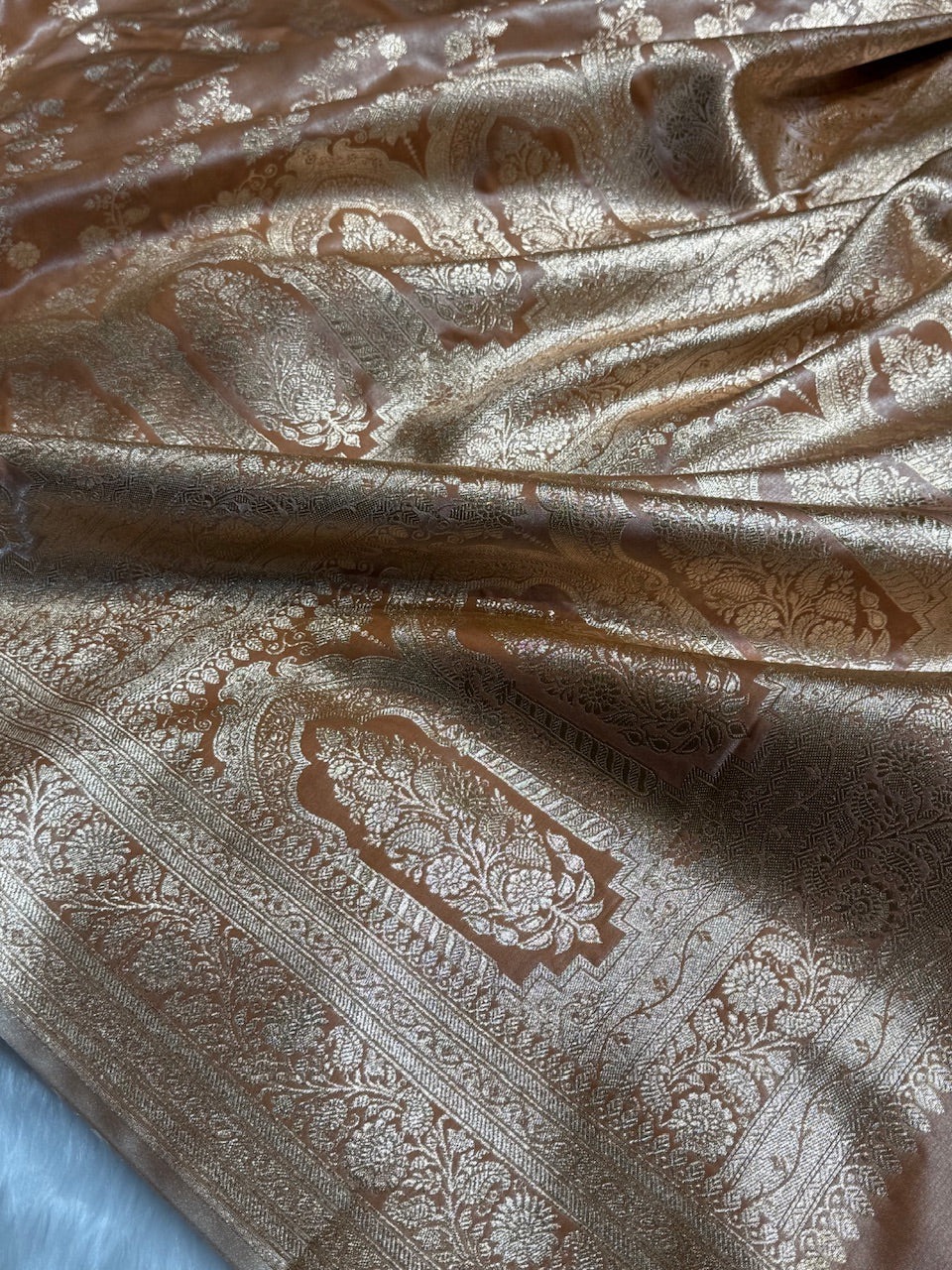 Banarasi Chiku Cross Jaal Satin Silk Saree SS11