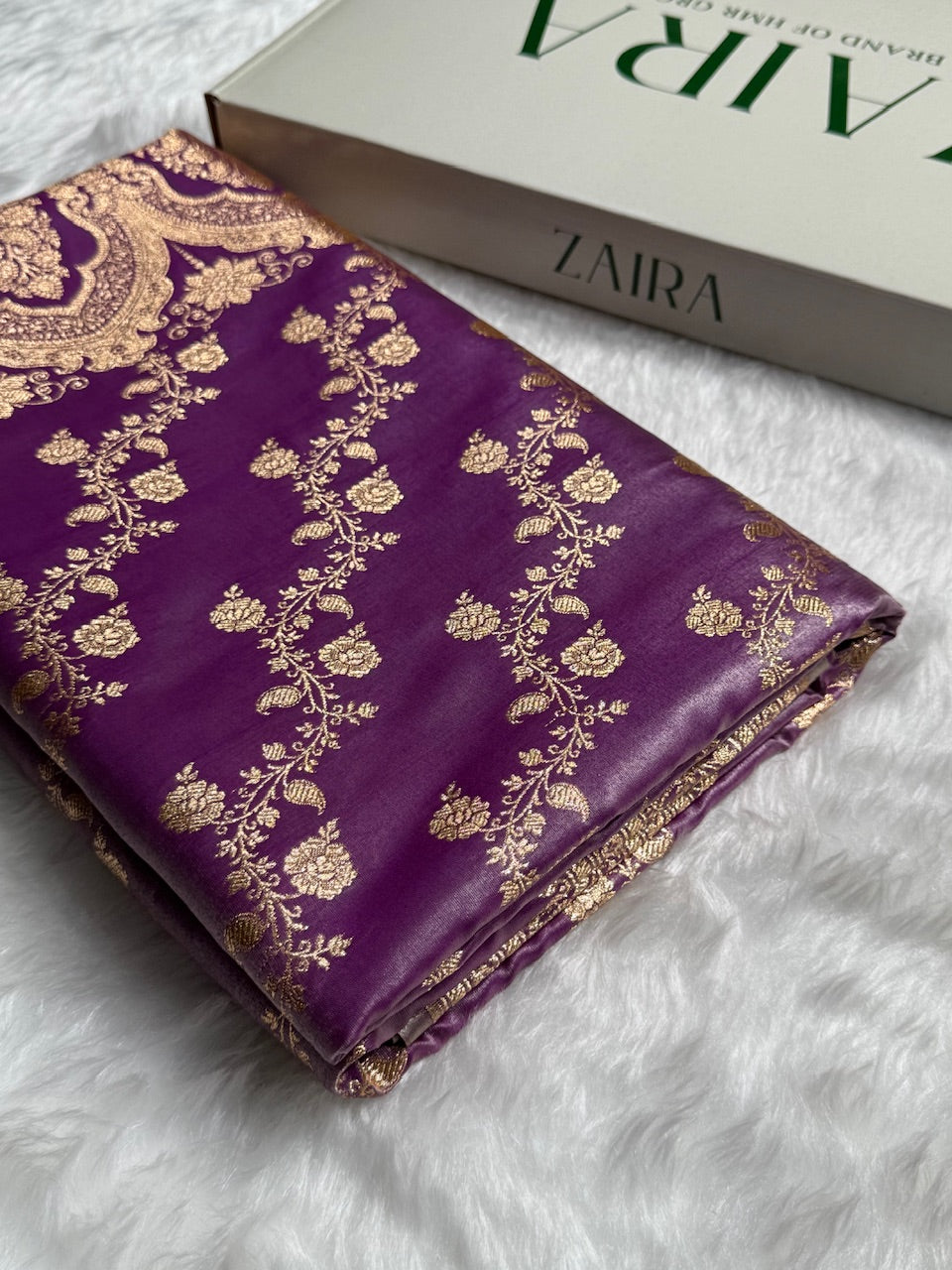 Banarasi Lavender Cross Jaal Satin Silk Saree SS11