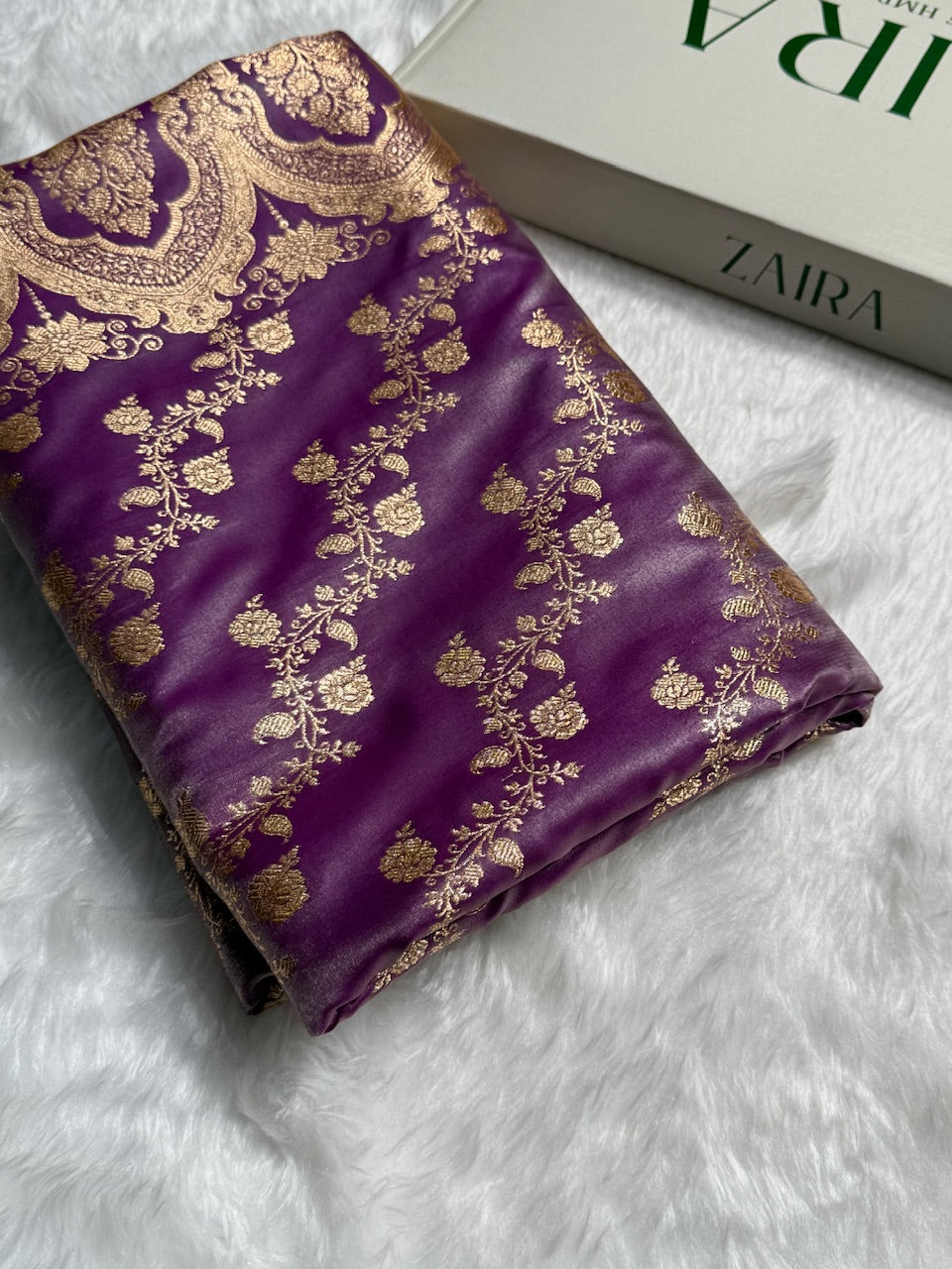 Banarasi Lavender Cross Jaal Satin Silk Saree SS11