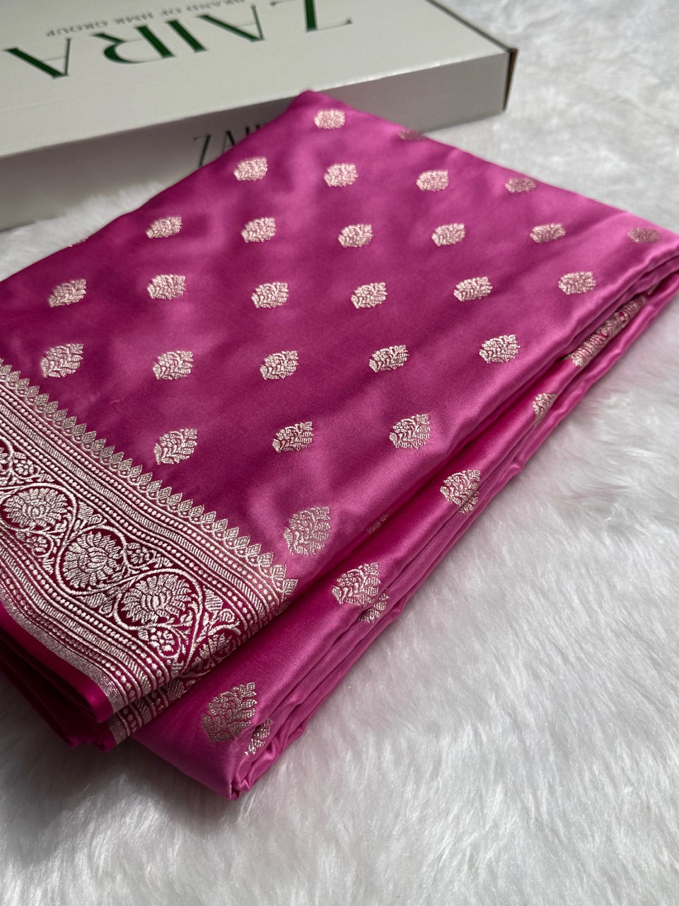Baby Pink Shade Boota Mashru Silk Saree