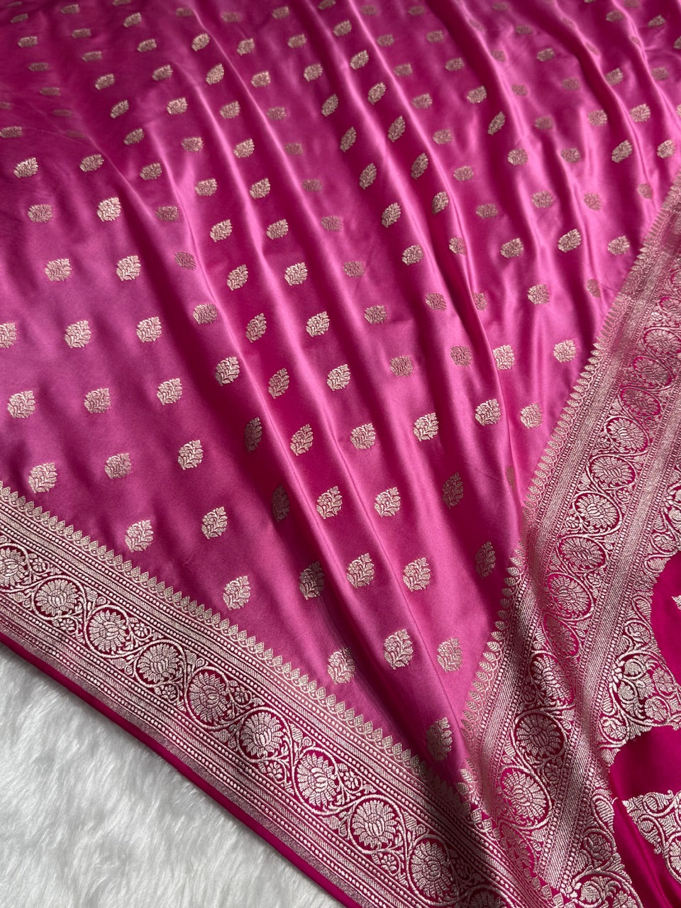 Baby Pink Shade Boota Mashru Silk Saree