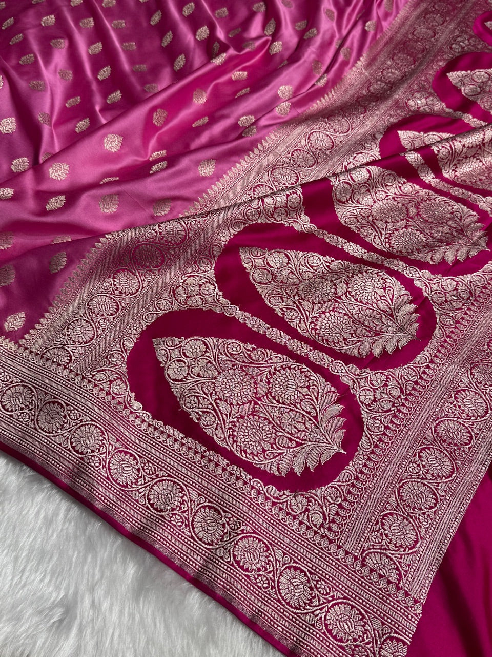 Baby Pink Shade Boota Mashru Silk Saree