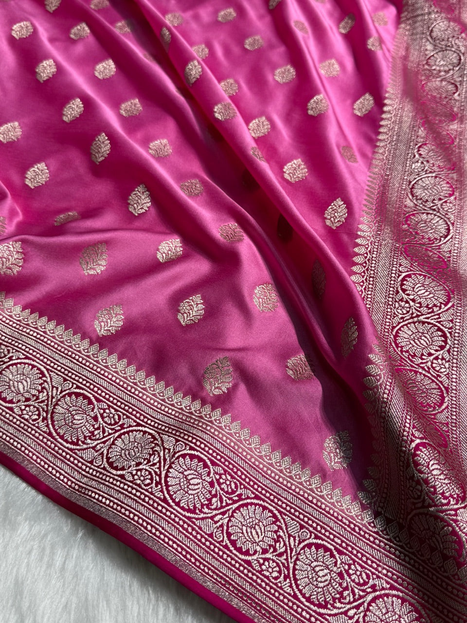 Baby Pink Shade Boota Mashru Silk Saree