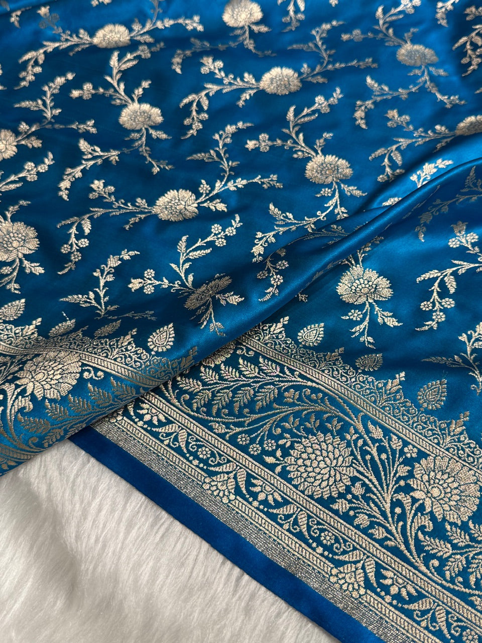 Firozy Banarasi Jaal Katan Silk Saree