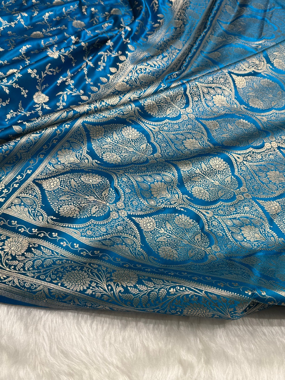 Firozy Banarasi Jaal Katan Silk Saree