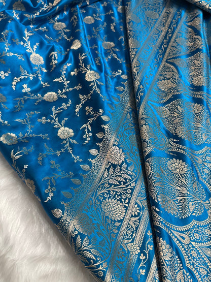 Firozy Banarasi Jaal Katan Silk Saree