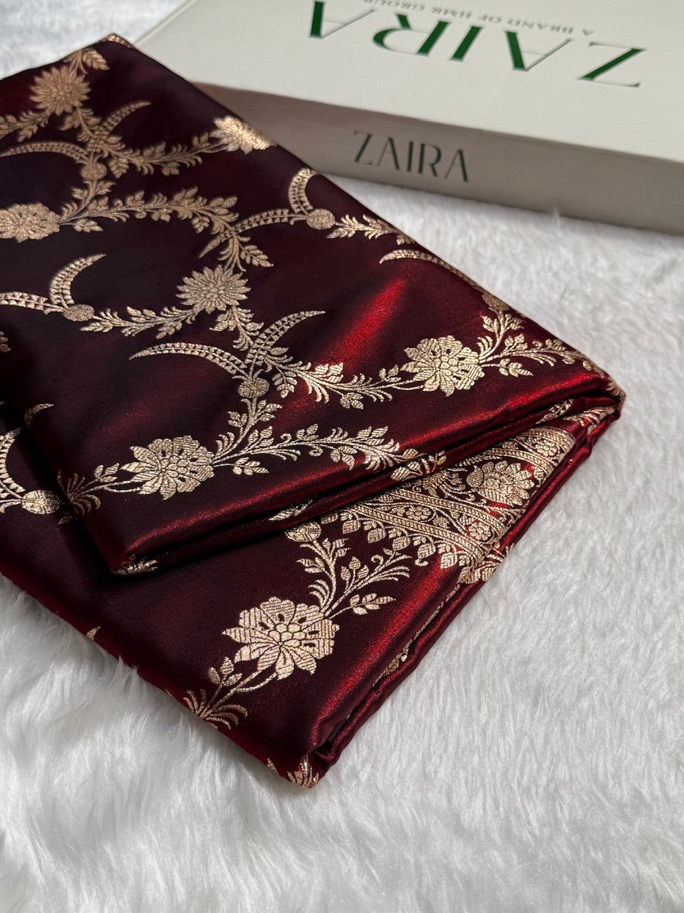 Satin Silk Banarasi Jaal In Maroon Shades SS18
