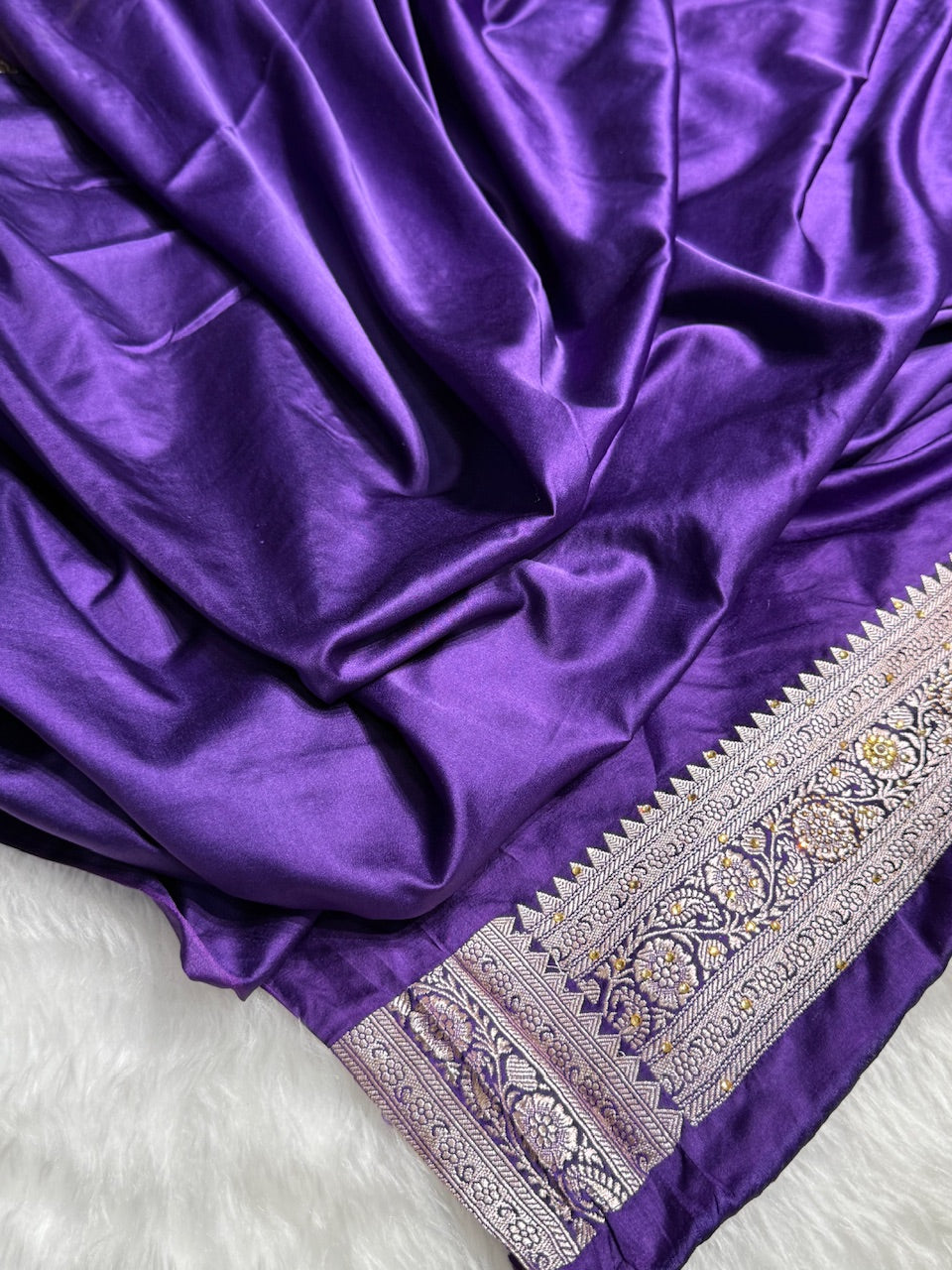 Bridal Purple Floral Jaal Mashru Silk Saree with Swarouvski Work