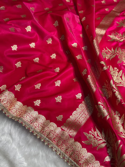 Satin Silk Boota in Pink Shades with Gota Patti SSGP07