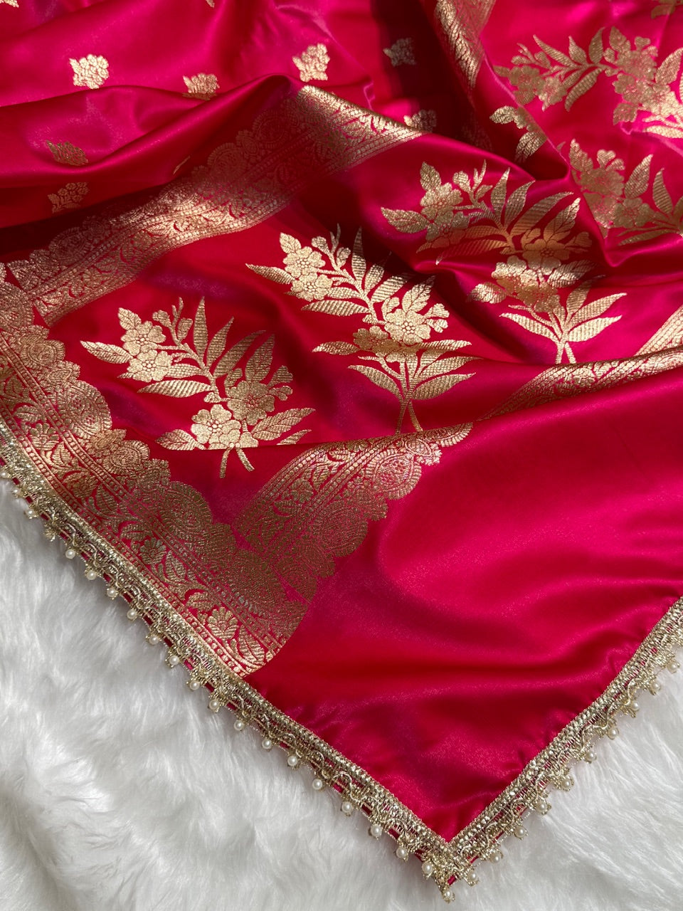 Satin Silk Boota in Pink Shades with Gota Patti SSGP07