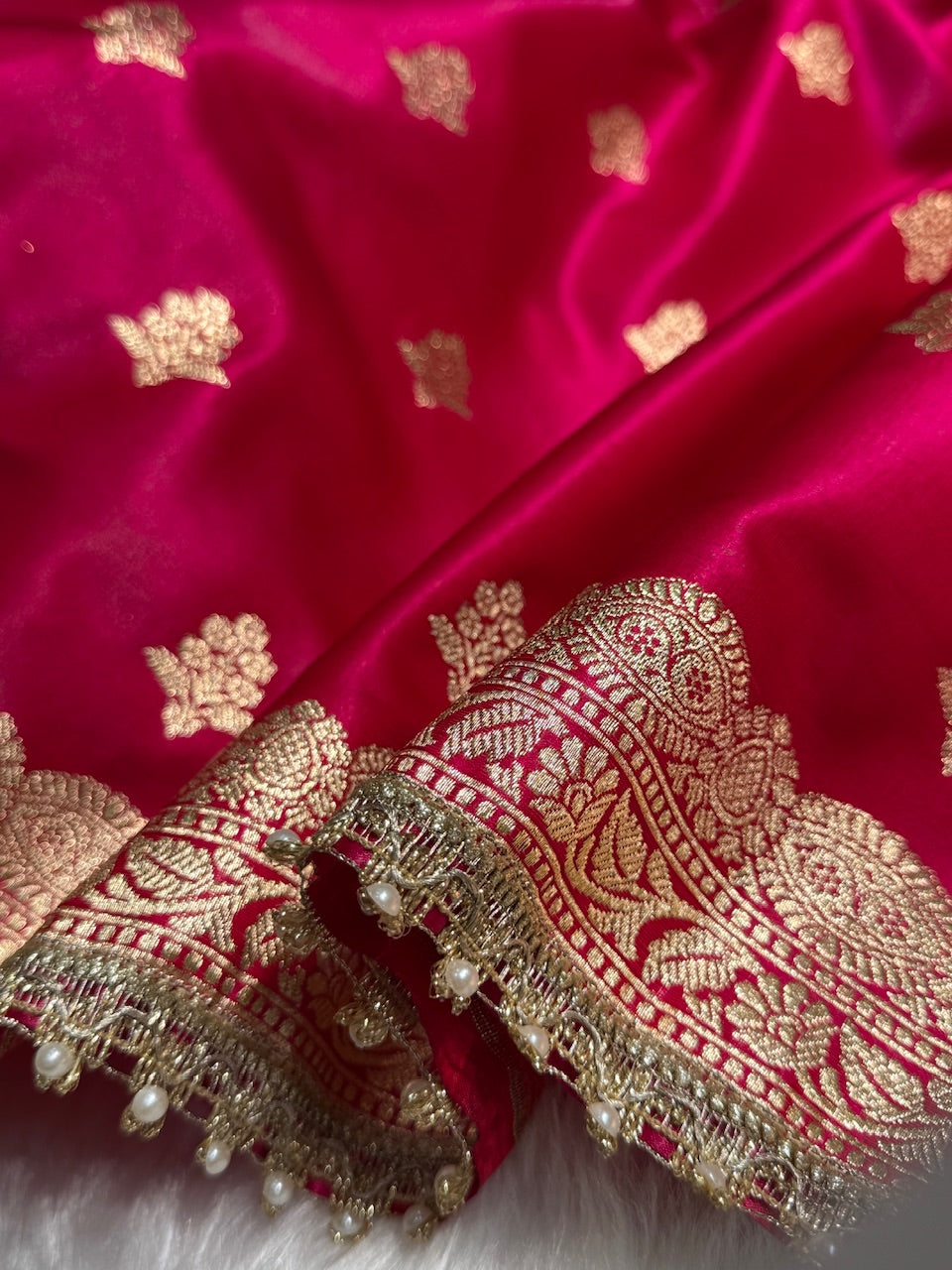 Satin Silk Boota in Pink Shades with Gota Patti SSGP07