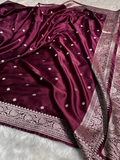 Banarasi Garnet Booti Mashru Silk Saree MCS10